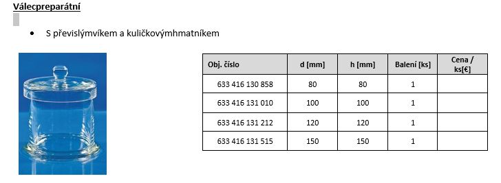 Válec preparátny/exsikátor/
